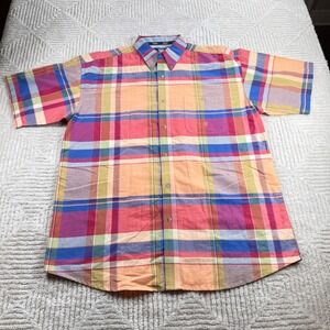 Wrangler Twenty X Plaid Button Down Men XL Western Madras Western Preppy Resort